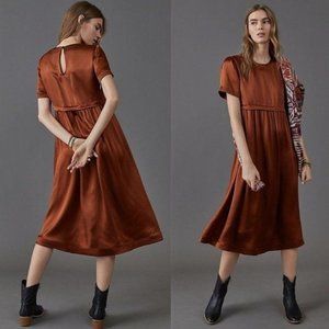 NWT Anthropologie Maeve Jimena Midi Dress Cocoa L